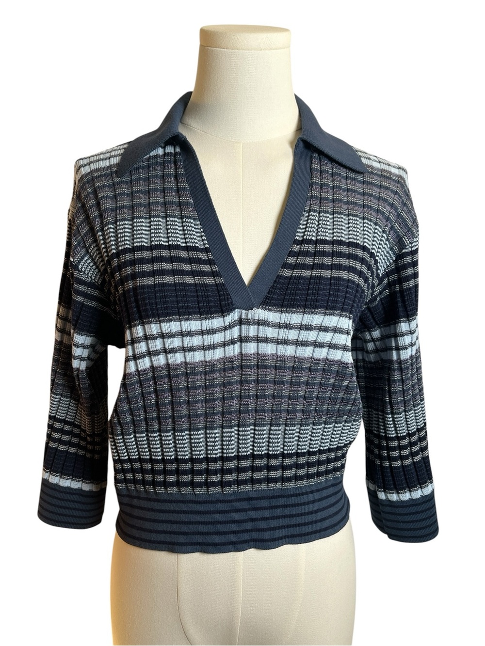 Ramy Brook Azaria Variegated Stripe Cotton Blend Sweater size XXS